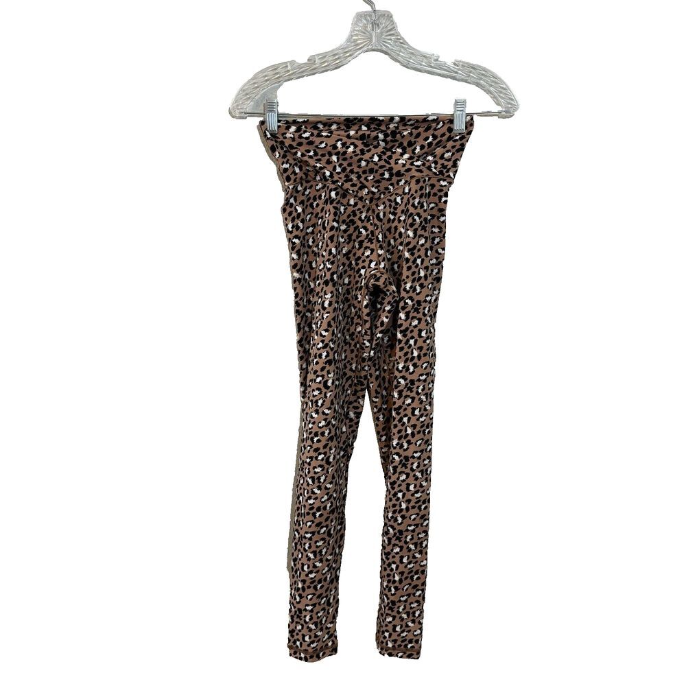 Aerie Chill Play Move Crossover Leggings Medium Long Brown Leopard Animal Print